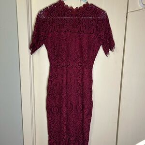 Lulu's Burgundy Lace Midi Dress